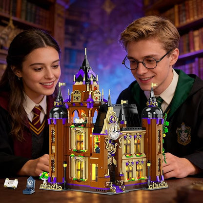 Magic School Building Set with Light Easter 3 Style Modes Big Castle House Construction Model with Potion Shop 1960 PCS Clock Tower Home Decor Building Blocks Gift for Adults Boys Girls 12+