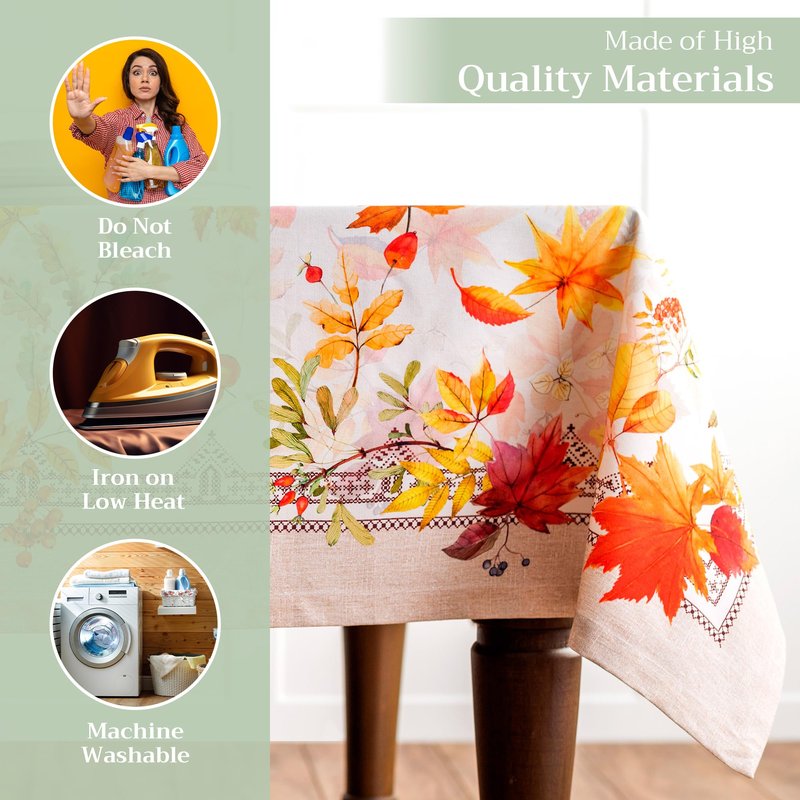 Maison d' Hermine Table Cloth Rectangle Table 100% Cotton 70 x 140 Inches Fall Tablecloth Reusable Everyday Use for Thanksgiving Christmas Decorations Dining Farmhouse Party (Amarante)