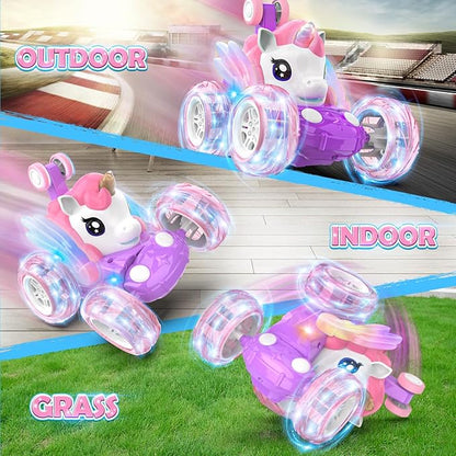 Remote Control Car Stunt RC Cars 360° Rotating with 2.4GHz Rechargeable Wheel Lights Toys Car Gift for Boys Girls 3 4 5 6 7 8 9 10 11 12 (Pink)
