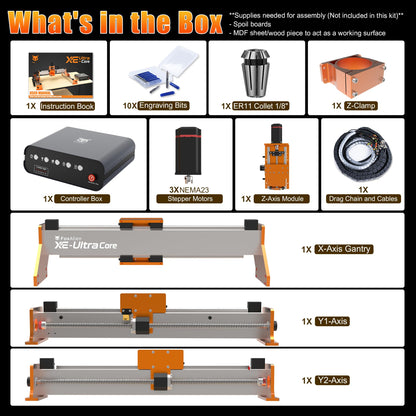 FoxAlien XE-Ultra Core Desktop CNC Router Machine, 17x17in Active Area with NEMA 23 Closed-Loop Stepper Motor, Large Benchtop Engraving & Milling Machine for Wood, Aluminum, Carbon Fiber DIY Projects