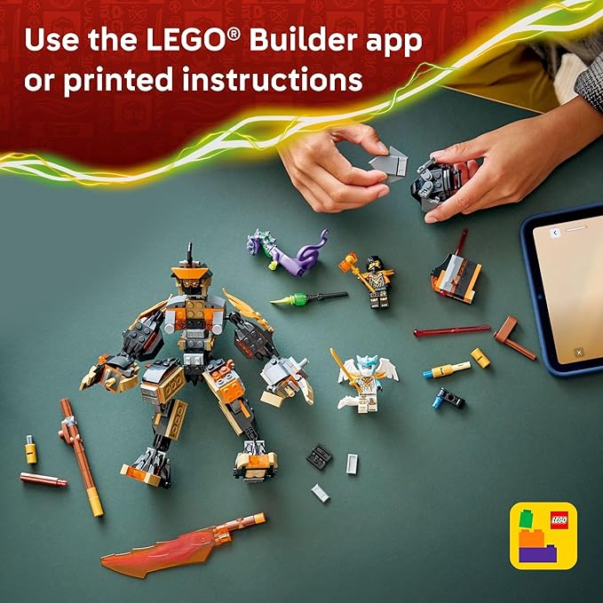 LEGO NINJAGO Cole’s Mission Mech &amp Dragon Zane Building Toy for Boys Girls &amp Kids Ages 7+ - Poseable Mech W/Cole Acid Monster &amp Zane Minifigures for Pretend Play - Gift Idea for Birthd