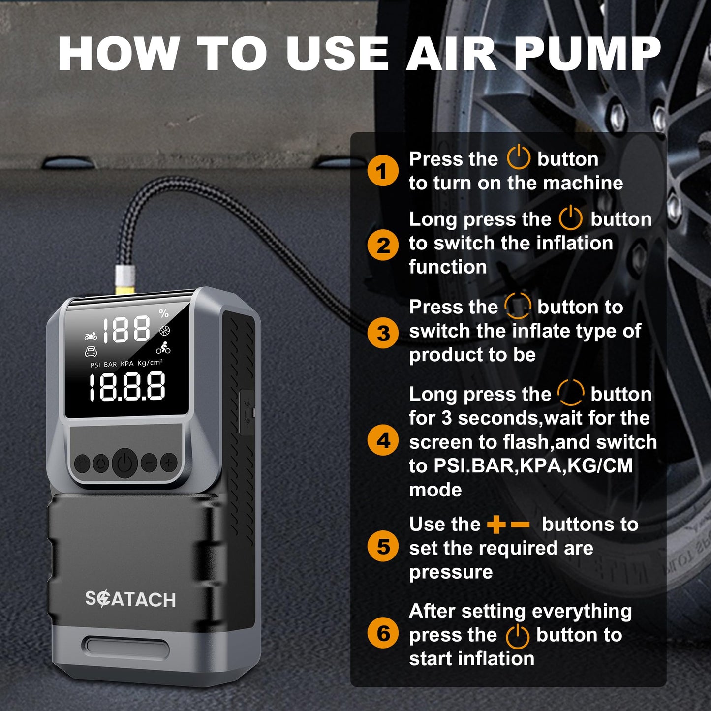 Jump Starter with Air Compressor, 6000A 150PSI Car Battery Jump Starter (10.0 Gas/8.0L Diesel) Battery Jumper Starter Portable 12V Jump Box with Jumper Cables, LED Light, LED Display