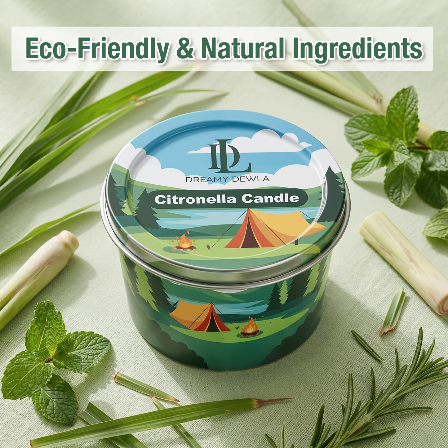 Citronella Candle for Outdoor 6 Pack, 2.2oz Citronella Scented Candles for Outdoor Camping, Natural Soy Wax with Essential Oils, Portable Tin for Patio Backyard Hiking