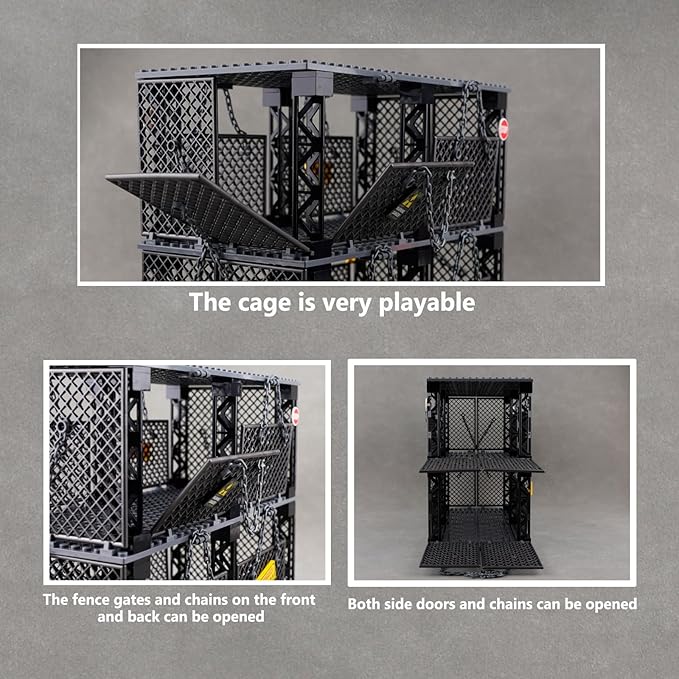 Military Base Cage Animals Accessories: Military Police Jail Chain Building Block SetsJurassic Dinosaur Cage Fence Rope Bricks Parts and Pieces Toys (1PCS)