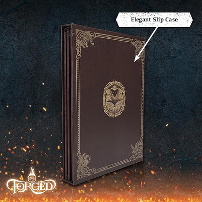 Game Master Screen - 38.5in Landscape DM Screen Compatible with Dungeons and Dragons and Other TTRPG - Faux Dragon Skin with Clear Dry Erase 8.5 x 11 Pockets - Slipcase Stores with DND Books - Brown