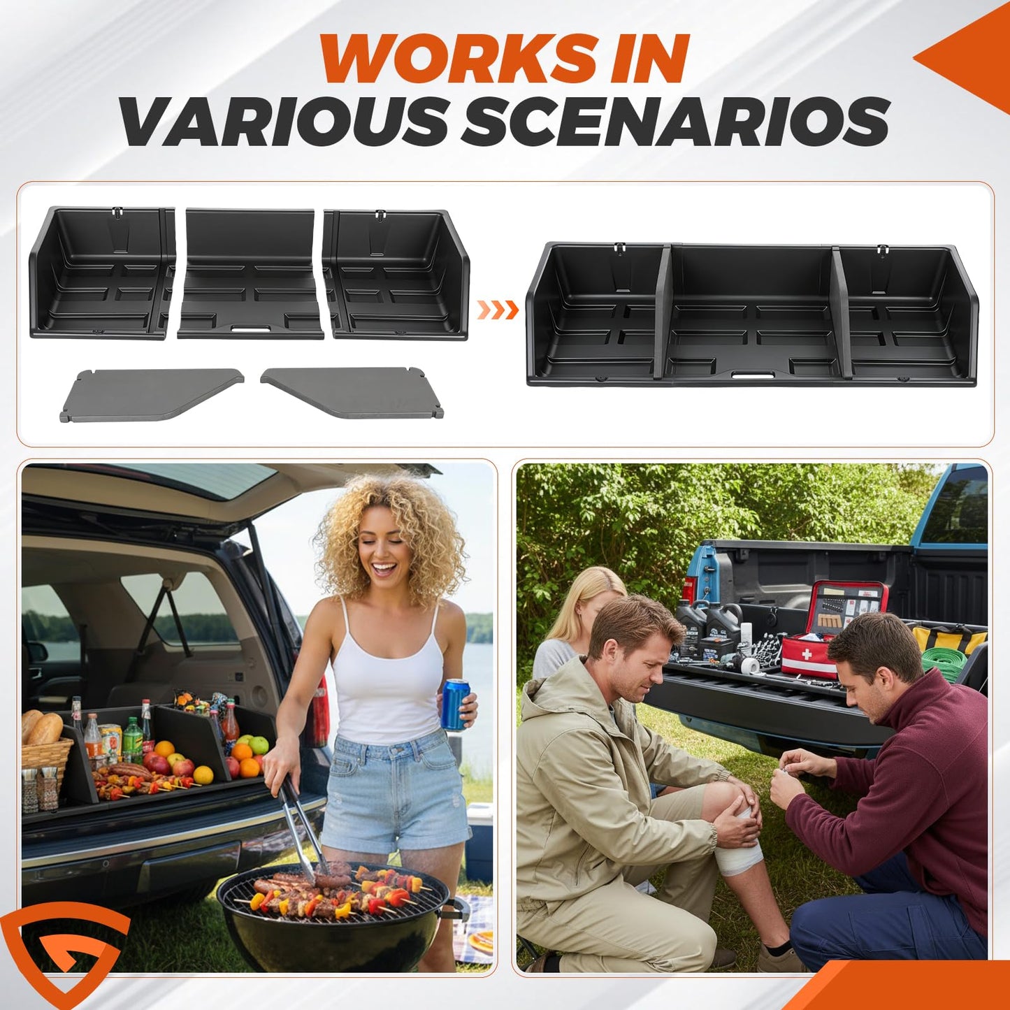 GEARLAST 48 inch Truck Bed Cargo Box, Truck Bed Organizers and Storage,Truck Bed Storage System with Isolation Netting and Tarpaulin, Tailgate-slide Design for Effortless Loading/Unloading