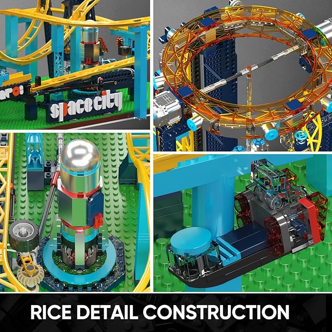 Mould King 11031 Loop Coaster Set Space Elevator Roller Coaster Building Sets Space Amusement Park Funfair Track with Train Idea Gift