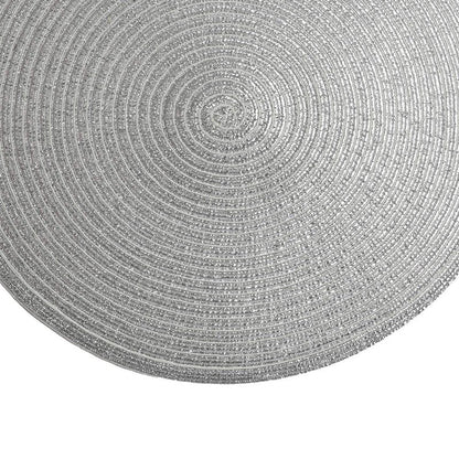SHACOS Silver Glitter Round Placemats Set of 6 Sparkle Bling Place Mats Glitz Table Mats for Holiday Home Party Wedding Festive Table Decoration (6, Silver)