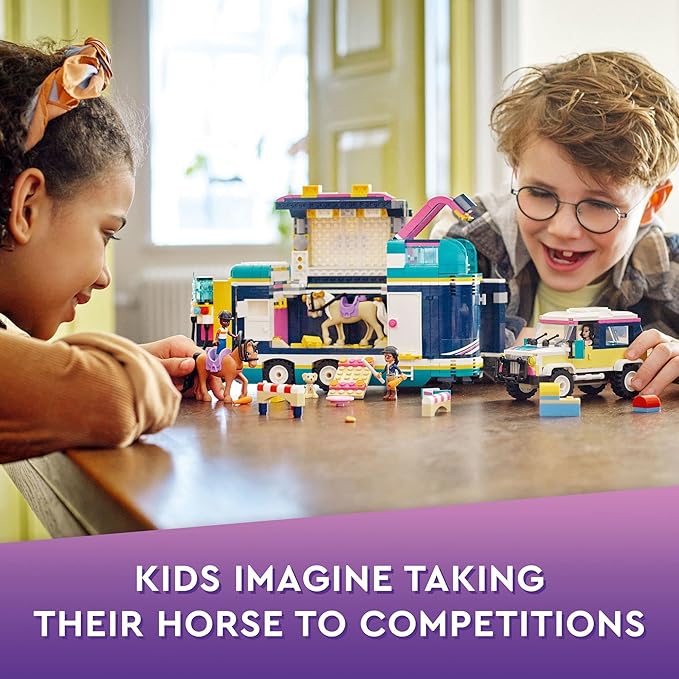 LEGO Friends Horse Show Trailer 41722 Horse Toy for 8 Plus Year Old Girls and Boys with 2 Horses SUV Car and Riding Accessories Animal Playset Gift idea