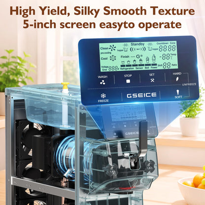 Soft Serve Ice Cream Machine – 3.5 Gal/H Single Flavor Ice Cream Maker with 5" HD Display, Pre-Cooling Function & 1.6 Gal Hopper, Ideal for Cafés, Restaurants, Bakeries and Commercial Use