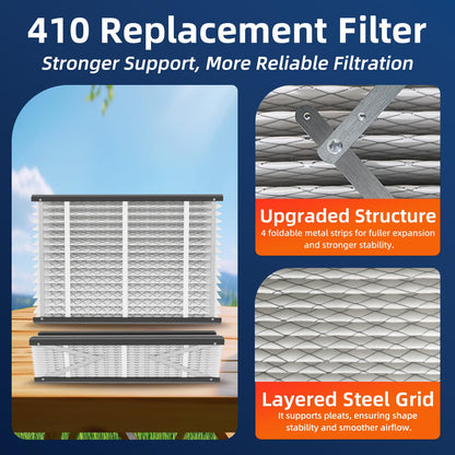 4 Pack, 410 Replacement Air Filter, MERV 11,Actual Size: 16"x28"x4", Nominal Size: 16x25x4, HVAC Furnace Filter, Compatible with AprilAire Models 4400, 3410, 2416, 2410, 1610, 1410