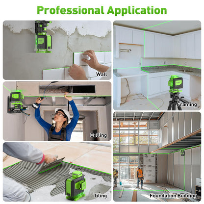 Huepar Laser Level 4x360 Self Leveling with 60" Tall Tripod, 4D Green Cross Line Lazer Leveler Tool with Outdoor Pulse Mode, 16 Lines Great for Tiling, Ceiling, Wall Work & DIY Home Renovation