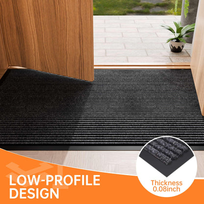 HOMEK Front Door Mat, 10' x 3' Commercial Floor Mat, Heavy Duty Welcome Mat, Rubber Backing Non Slip Doormat for Entryway, Grey