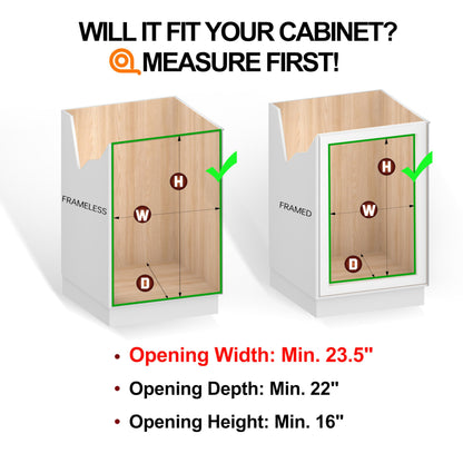 JOWBOOW (23" W x 22" D Cabinet Pull Out Shelves, 2-Tier | Heavy Duty Kitchen Pull Out Shelves for Wide Cabinets, 22 Inch Deep Sliding Cabinet Organizer