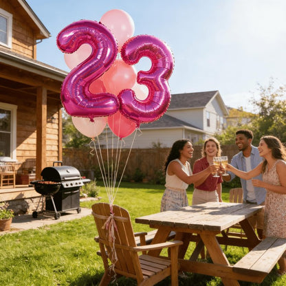 Laser Hot Pink 7 Balloon, Number Balloons 40 Inch, 7th Birthday Decorations for Girls Kids, Party Decoration for Women, Number 7 Balloon