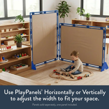 Children's Factory Big Screen PlayPanel, Kids Room Divider, Classroom Privacy Screen, Cantilever Feet Included, Almond