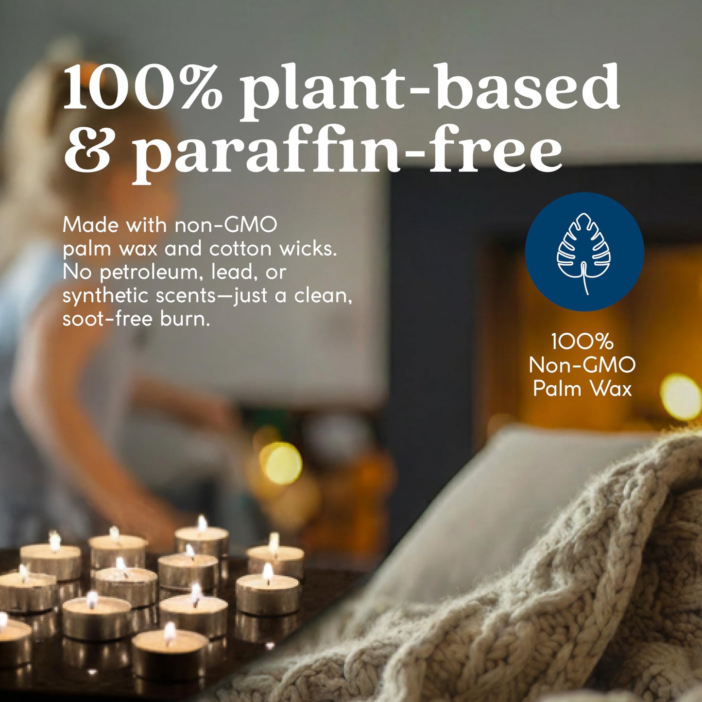 GoodLight Scented Vegan and Paraffin-Free Tea Light Candles (16 Count, Fig Grapefruit)