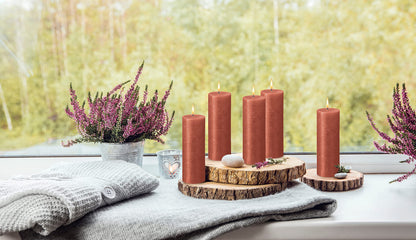 BOLSIUS Amber Shimmer Metallic Pillar Candles 4 Pack - 2.75 X 7.5 Inches - Premium European Quality - Includes Natural Plant-Based Wax - Unscented Dripless Smokeless 85 Hour Party Décor Candles