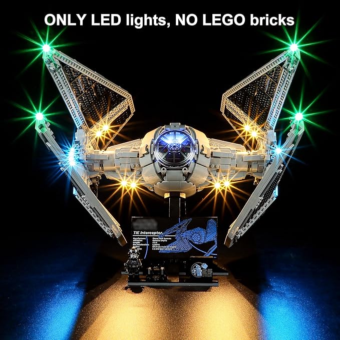 Vaodest Led Light for Lego 75382 Tie Interceptor Building Blocks ModelDesign and Configuration Compatible with Model 75382(Led Light Only Not Building Block Kit)