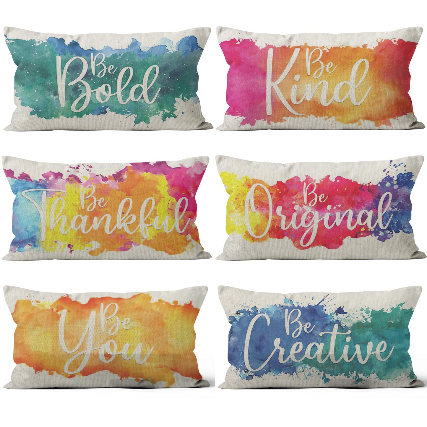 Ursar Inspiring Saying Quote Motivational Phrases Throw Pillow Case, 12 x 20 Inch Set of 6, Gifts Nursery Child Classroom Decoration, Pillows Cover for Sofa Couch Bed, Child Room Decor