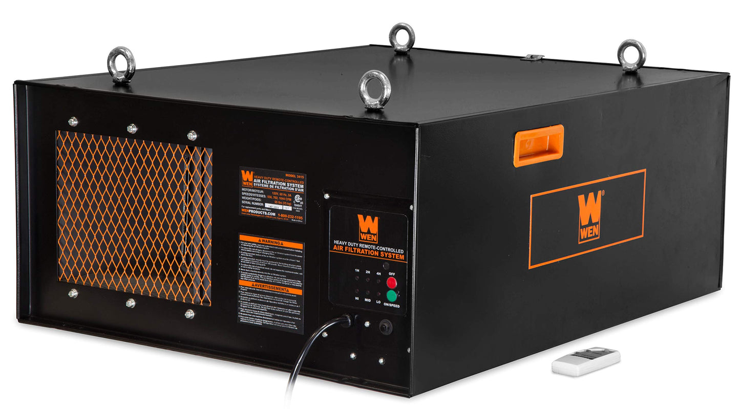 WEN AF1270 4.2-Amp 3-Speed Remote-Controlled Industrial-Strength Air Filtration System (750/950/1270 CFM) , Black