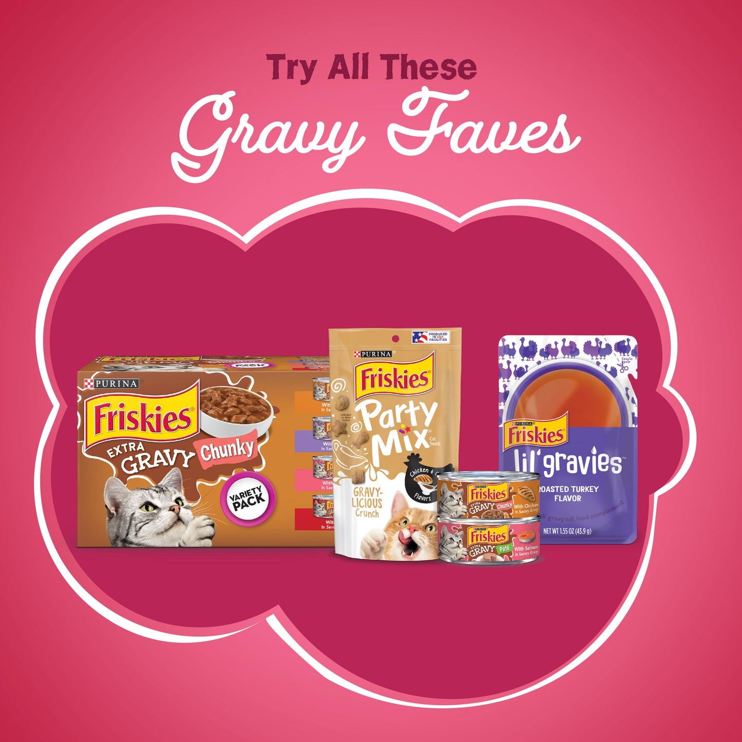 Purina Friskies Dry Cat Food Gravy Swirl'd With Flavors of Chicken, Salmon and Gravy - 3.15 lb. Bag