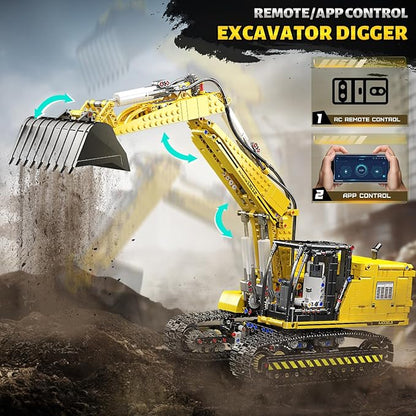 Mould King 13112 Upgraded RC Excavator Building Sets 2169+ Pieces Building Model Kits App Remote Control Construction Truck Excavator Science Kits with Motor STEM Engineering Toys for Teens Adults
