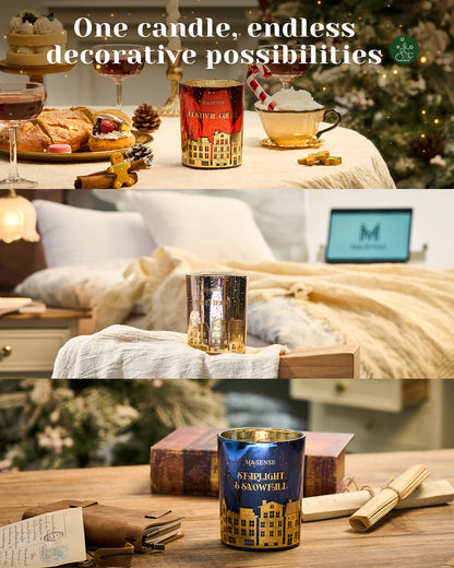 M&SENSE Vanilla Macaroon Wooden Wick Christmas Candle, Large 18oz 100 Hours Long Lasting Burn Time, Natural Soy Wax Non Toxic, Perfect Jar Candle Gifts for Holiday Birthday Celebration