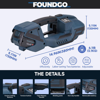 FoundGo Electric Strapping Machine with LCD Screen&PET Banding Strapping Kit for Heavy Duty Tough Pallet Packaging