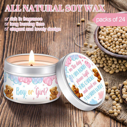 MTLEE 24 Pcs Gender Reveal Bear Baby Shower Party Favors Candles Lavender Scented Baby Shower Favors for Guests Rustic Tealights Candles Gender Reveal Return Gifts (1.2 oz, Blue and Pink)