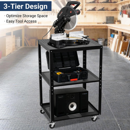 Eastrexon Planer Stand, 27.6" x 24" Tabletop, 31"- 44.7" Height Adjustable, 550 LBS Capacity Planer Table with 4 Stable Casters & Storage Space, for Most Planers, Saws, Bench-top machines, Power Tools