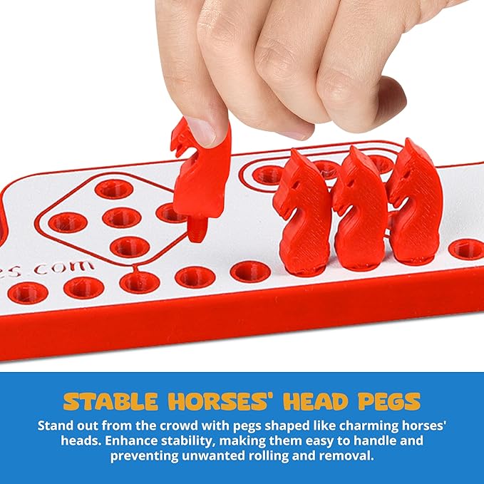 Pegs and Jokers Board Game - Strategic Fun Engaging and Portable - Play with Family and Friends - Easy to Learn - Travel-Friendly - with Horse-Head Peg and Deck of Cards 2-10 Players