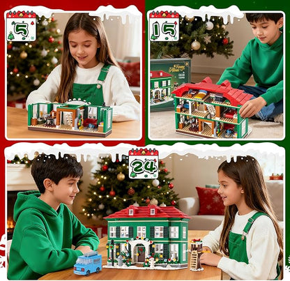 Christmas House Building Set with Light for Adults NO Compatible with Lego House 1187PCS Holiday Loness Home Boys House Building Kits Christmas for Movie Fans Friends Family
