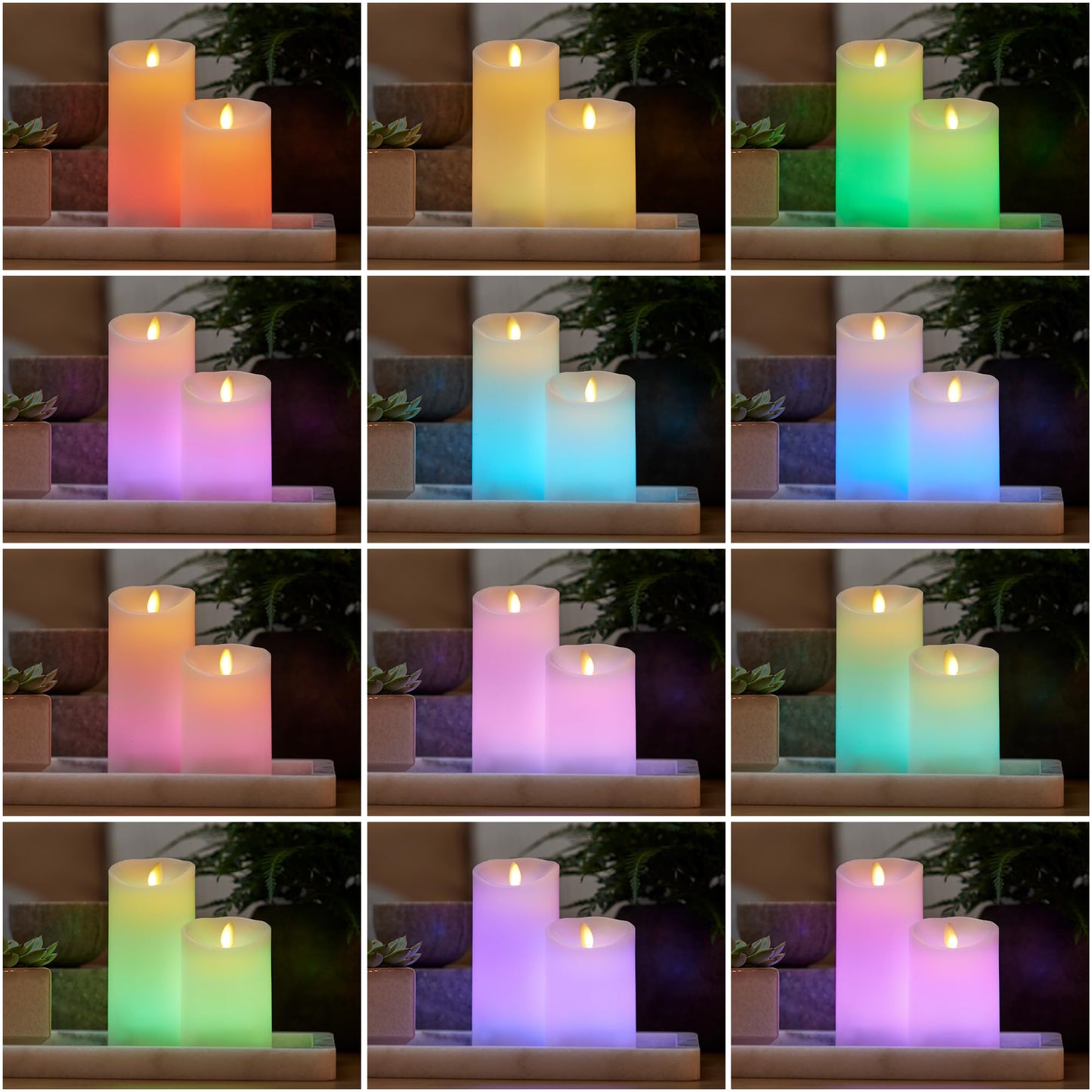 Luminara Flameless Color Changing LED Candle 3" x 6.5", Real Wax Moving Flame, Battery Operated w/ 18 Button Remote, Unscented Safe