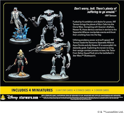 Asmodee Star Wars Shatterpoint Terror from Below SQUAD PACK - Includes Riff Tamson Nossor Ri &amp Aqua Droids Tabletop Miniatures Strategy Game for Kids and Adults Ages 14+ 2 Players 90 Min Play