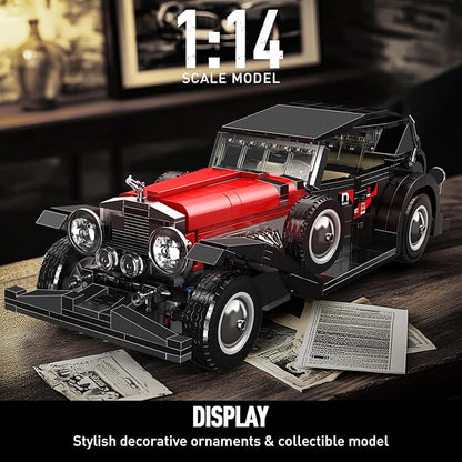 Mould King 10114 Classic Cars Building Kits MOC Vintage Car Model Building Blocks Set Gift for Age 14+/Adult Collections Enthusiasts(1308+ Pieces Static Version)