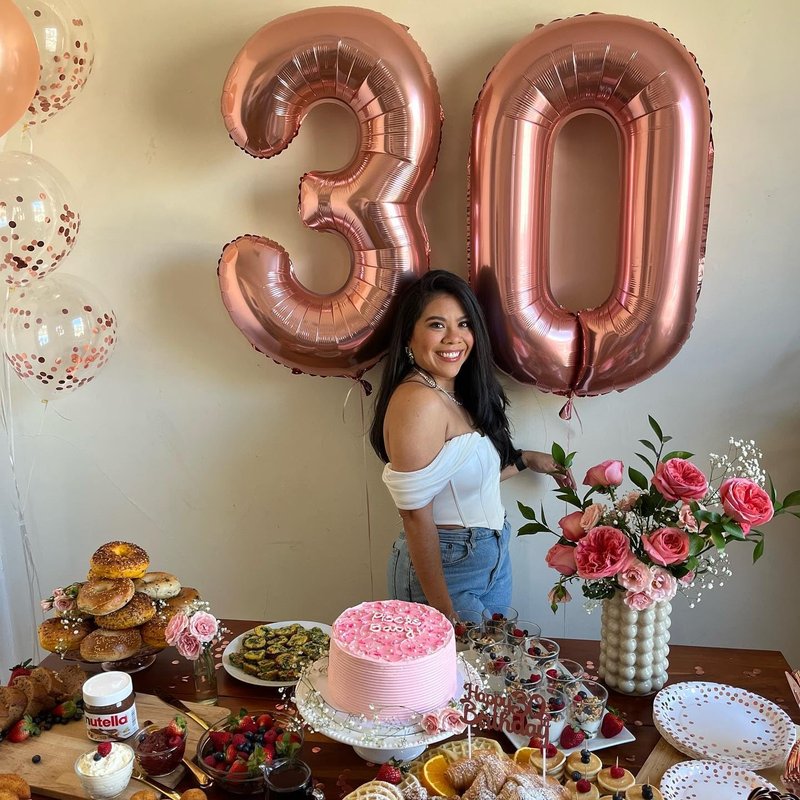 Rose Gold Number 30 Balloon 40 inch, 30 Number Balloons, 30th Birthday Decorations, 30 Year Old Women Men Rose Gold Party Supplies