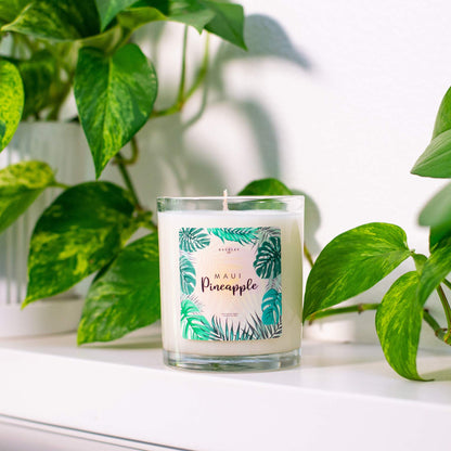 Kate Bissett Baubles Maui Pineapple Scented Premium Candle and Jewelry with Surprise Earring Inside | 10 oz Large Candle | Made in USA | Parrafin Free