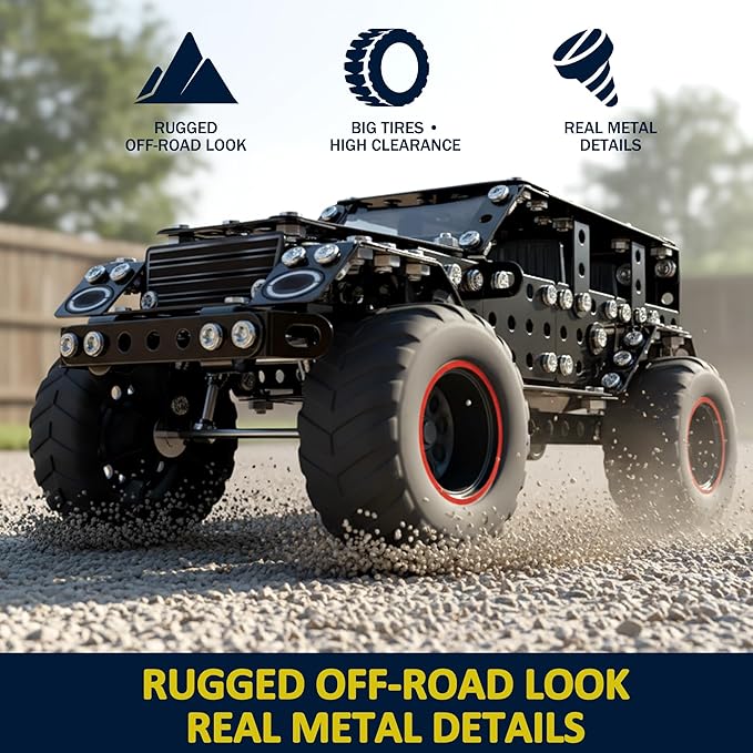 496 Pcs Metal Building Toys for Boys &amp Girls 8-12 Years Old Off-Road Vehicle Model Truck Kits STEM Engineering Construction Set Monster Car Educational Gift for Kids Ages 8 9 10+