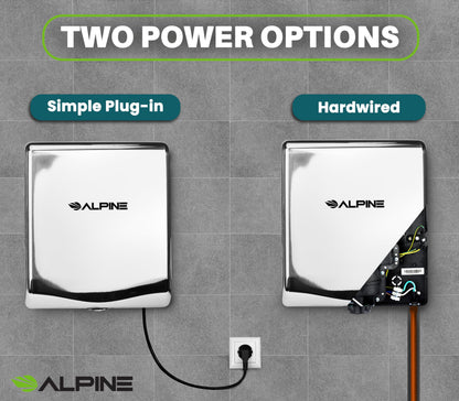 Alpine Commercial Hand Dryer with HEPA Filter, 8 Seconds Extreme Speed Electric Hand Dryer for Home Bathroom/Restaurant with Heat & Speed Control - ADA Compliant (120V Chrome)