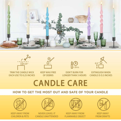 Beeswax Spiral Taper Candles Smokeless Twisted Candle Sticks 4 Pack Yellow Taper Candle Sticks 10 inch Tall Taper Candlesticks for Home Decor Dinner Wedding Emergency