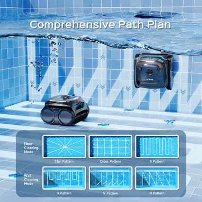 (2026 Upgrade) WYBOT C2 Vision AI Camera Pool Vacuum for Inground Pools,Floor to Waterline Cleaning Cordless Robotic Pool Cleaner with Ultra-fine Filtration, Powerful Suction, Smart Path, Glossy Black