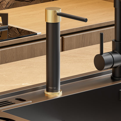 TYESTAND SD-100 Sink Soap Dispenser Brass Pump Head Built in Soap Dispenser for Kitchen and Bathroom Sink with 1000ml Bottle and 59"(1.5m) Extension Tube Kit (Black)