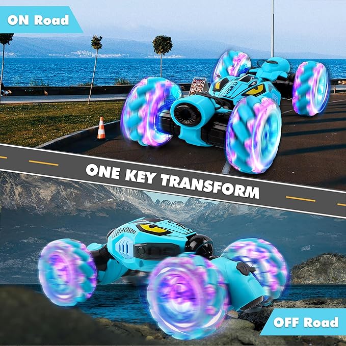 Gesture Sensing RC Stunt Car - Boys Toys Age 6-12 Year Old for Birthday Gifts 2.4GHz 4WD Remote Control Toy with Dual Spray All-Terrain Off-Road Vehicle with Lights &amp Music