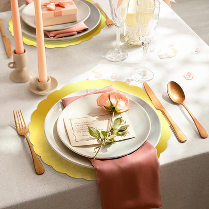 Germiwipe 100 Round Gold Placemats for Dining Tables. Mirrored Gold Charger Place Mats for Kitchen Banquet Table Settings for Weddings, Birthday Dinner Parties, etc.GE-020