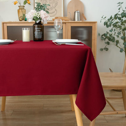 Biscaynebay Textured Fabric Christmas Square Tablecloths 54x54 Inches, Red Water Resistant Spill Proof Tablecloths for Dining, Kitchen, Wedding and Parties, Machine Washable