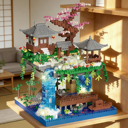 Beego Cherry Blossom Bonsai Tree Architecture Mini Building Kit Set Chinese Peach BlossomArchitecture Building Blocks with Light Japanese Sakura Tree House Gift for Adults Teen(2500PCS)