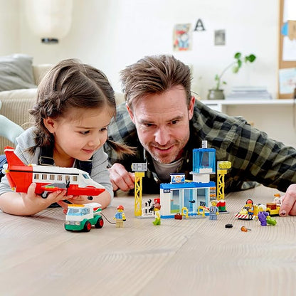 LEGO City Central Airport 60261 Building Toy with Passenger Charter Plane Airport Building Fuel Tanker Baggage Truck Cargo and 6 Minifigures Great Gift for Kids (286 Pieces)