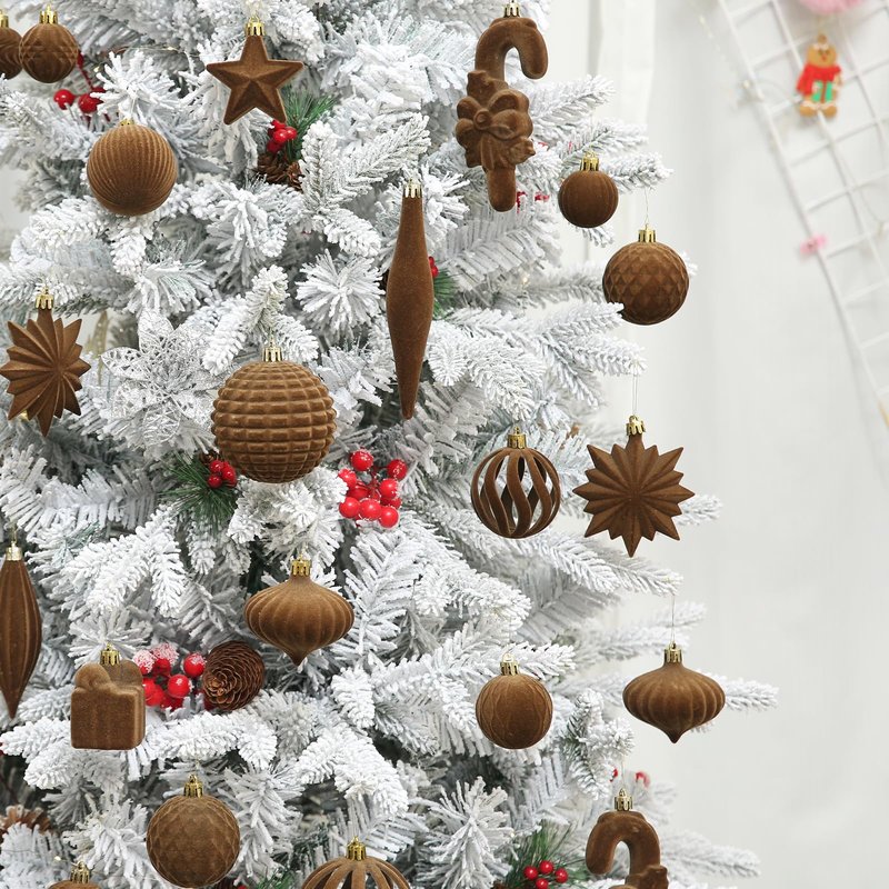 Velvet Christmas Ornaments Balls Set, 50 Pcs Hanging Balls for Xmas Tree Decorations Wedding Wreath Garland Holiday Party Office Home Decor