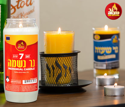 Ner Mitzvah 7 Day Yartzeit Candle - 10 Pack Kosher Yahrtzeit Memorial and Yom Kippur Candle in Plastic Holder
